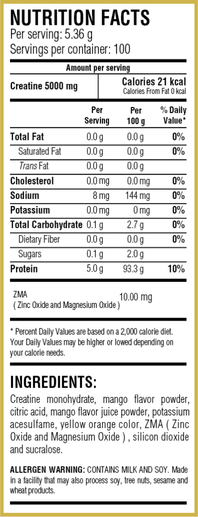 CREATINE + ZMA FRUITY MANGO FLAVOR | 77 PROTEIN